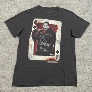 AMC The Walking Dead Negan Playing Card Graphic T-Shirt Mens Black 2016 Small
